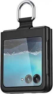 [YKNIUFLY] Cover for Motorola Razr 40 Ultra Case, PC Hard Shell, with Ring Holder, Anti-Drop, Cover Protection for Motorola Razr 40 Ultra.(Black)