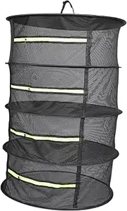ibasenice Herbal Drying Net Zipper 4-layer Folding Rack for Drying Herbs No Space Needed for Australian Gardens
