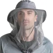 Mosquito Head Net Hat, Fishing Hat Safari Hat Sun Bucket Hat Adventure Hat with