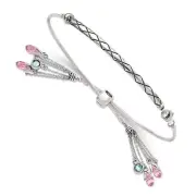 Sterling Silver Crystal Briolette Adjustable Bracelet