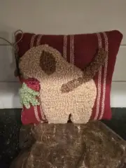 NWT Mudpie Christmas Holiday Dog Pillow w/ Mistletoe