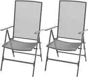 Outdoor Chair, Stackable Garden Chairs 2 pcs Steel Grey