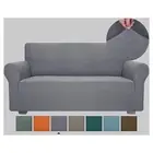 Funda de sofá elástica antideslizante para sofá de 3 cojines, gris claro