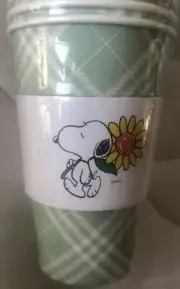 Peanuts~”Snoopy & Sunflower~16 oz.~To Go Cups/Lids/Sleeves~NEW~12 Ct~FAST SHIP