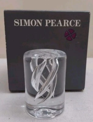 Simone Pearce Stratton Hand-Blown Art PaperWeight Glass 4" × 2"...New In Box