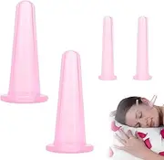 Pack of 4 Facial Cupping, Facial Cupping, Silicone Vacuum Cup, Can Smooth Cellulite and Fascia Pockets and Improve Blood Circulation (Pink)