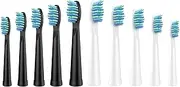 10 Pcs Electric Toothbrush Replacement Heads Compatible with Sonic-FX and Fit SnapWhite for Adults and Kids, Soft Charcoal/Nylon Bristles(5 Black+5 White)