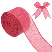 Burlap Ribbon, 2" x 10 Yards Burlap Wired Edge Ribbon [Rose Red]
