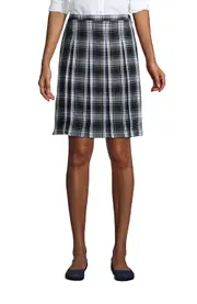 Lands' End School Uniform Young Plaid Box Pleat Skirt Top of the Knee in White Plaid at Nordstrom, Size 14