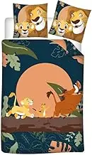 Lion King Bedding Set with Simba, Timon and Pumba, Polycotton, Duvet Cover 140 x 200 cm + Pillowcase 65 x 65 cm