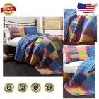 Vibrant Misha Reversible King Quilt Set - Cotton Patchwork King Size Elegance