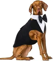 Dog Tuxedo Suit For Small Medium Large Breed, Formal Dog Tuxedo Vest Set With Detachable Bow Ties Collar & Bandana Scarf, Gentle Pet Costume/Dress/Clothes/Shirt For Wedding Birthday Party (Black, 2XL)