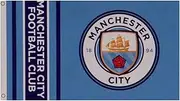 Manchester City FC Wordmark Crest Flag (UK Size: One Size) (Blue/White)
