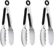 7-Inch Small Kitchen Tongs Set of 3, Stainless Steel Kitchen Cooking Tongs Food Tong Mini Serving Tong Ice Tong for Cooking, Appetizers, Salad, Buffet Serving