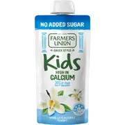 Farmers Union Greek Style Kids Yoghurt Pouch Vanilla No Added Sugar 130g