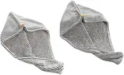 DECORNIJIA 2Pcs Quick Drying Hair Towel Bamboo Charcoal Fiber Drying Cap for Women Ladies Ultra Absorbent Lightweight Comfortable Hair Accessories