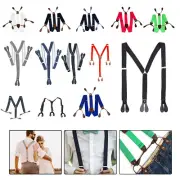 Unisex Solid Braces Suspenders Adjustable Six Button Holes Belt Strap Casual UK