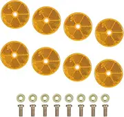 Pack of 8 Round Rear Reflectors, Trailer Reflector with E-Mark, 60 mm Orange Cat's Eye Reflectors, Round & Screw-on, Rear Reflector for Bicycle Trailers, Trucks, Side Spotlights (Yellow)