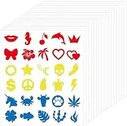 600 Pieces Tanning Sunbathing Stickers Self Adhesive Body Stickers for Tanning Perforated Tanning Bed Stickers Removable Tanning Mermaid Butterfly Dolphin Lightning Feet Stickers, 30 Styles