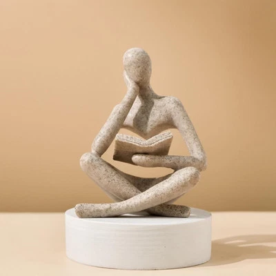 Creative Aesthetic Character Reading Thinker Decoration for Sit-beige-a