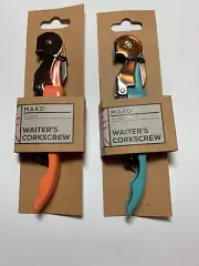 Lot Of 2 Mako Two-Step Waiter's Corkscrew - Colors: Pastel And Blue - NEW