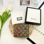 在台現貨$10490 GUCCI 古馳 451268 經典雙GG SUPREME SNAKE KING印花摺疊短夾 全配