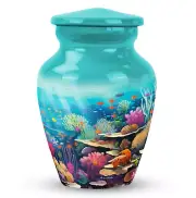 Sunlit Coral Reef Ecosystem Tiny Urn For Adult Male Cremation Urns 3 inch