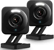 WYZE Cam v4, 2.5K HD WiFi Smart Home Security Camera, Indoor/Outdoor, Pet/Baby Monitor, Motion Activated Spotlight/Siren, Color Night Vision, 2-Way Audio, Works with Alexa & Google, Black, 2 Pack