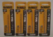 Lot of 4 DEWALT TITANIUM HIGH SPEED STEEL DRILL BITS 5/32, 11/64, 13/64, & 7/32