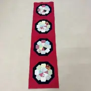 Bundle of 2 Red Pineapple Blocks Patchwork Cotton Table Runner Topper 69x18"