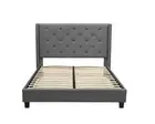 Foret Bed Frame Double Base Bedroom Furniture Wooden Fabric Tufted 2 Colors