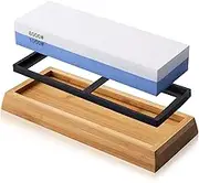 Knife Sharpening Stone Kit 2 Side Grit 1000/6000 Professional Whetstone Sharpener Stone Set Waterstone with Non-slip Bamboo Base for Kitchen, Pocket Knives, Blades, Hunting