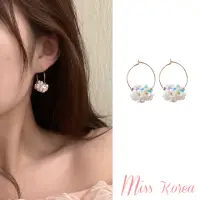 在飛比找momo購物網優惠-【MISS KOREA】韓國設計閃耀盛開花朵串圈圈耳環(花朵