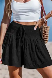 Cupshe Coastline Flutter Black Cover-Up Shorts - Black,L