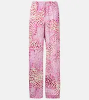 [Dries Van Noten] Dries Van Noten Jacquard wide-leg pants AU 10 pink