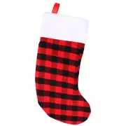 Christmas Decor Plush Stockings Black Red Checkered Candy Stuffers Gift Bag Sock