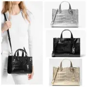 Michael Kors Gigi Small Metallic Crocodile Embosse Satchel Satchel Messenger Bag