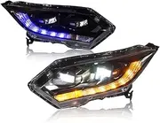 Car LED Head Lamps Compatible With HRV 2015-2018 Headlights Assembly Diamond DRL Turn Signal Modification Lens Full LED Head Light