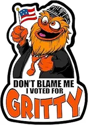 I Voted for Gritty Philadelphia Decal - for Cars, Laptops, and More! - Use Inside or Outside - Sticks to Any Flat Smooth Surface