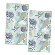 Hand Towels Cute Shell Starfish Coral Bath Towel Set of 2 Soft Coastal Beach