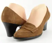 $159 VIA SPIGA COMPOSE Toffee Brown Suede Designer WEAR to WORK Comfy Pumps 8