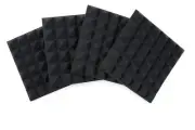 Gator Frameworks 2” Thick Acoustic Foam Pyramid Panels 12”x12”; Charcoal - 4 Pcs