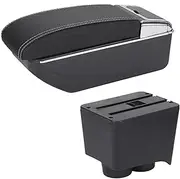 Arm Storage Box for VW for Polo Mk5 6R for Vento 02-09 Car Armrest Box Armrest Storage Box Car Armrest Box Storage Box(D3 Black White Nousb)