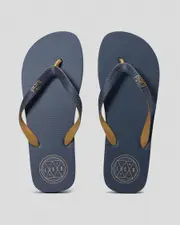 [Lucid] Lucid Men's Lcd Flip Flops Slippers in Navy/Tan Size 8 8 Navy/Tan