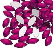 uxcell 100PCS Acrylic Horse Eye Gems 4x8mm Flat Back Artificial Rhinestones for DIY Crafts Bead Wedding Party Face Painting Jewelry Making Rose Red