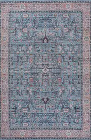 JONATHAN Y Kemer All-Over Persian Machine-Washable Area Rug in Blue/red/brown at Nordstrom, Size 2Ft 0In X 8Ft 0In