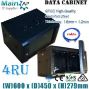 NETWORK DATA CABINET 4U 4RU 19IN 450mm DEEP WALL MOUNT SERVER DATA RACK
