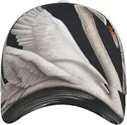 [STVYUKL] White Swan Baseball Cap for Women Men Classic Adjustable Summer Sun Hat Sports Stylish Trucker Hat Golf Cap Dad Hats for Running Workout Black