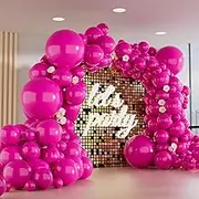 150pcs Hot Pink Balloons Different Sizes Pack, 18 12 10 5 Inch Party Balloon Garland Arch Kit for Birthday Valentine’s Wedding Gender Reveal Party Decorations(With 2 Ribbons)