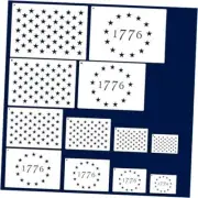 12 PCS Plastic American Stencil Template, 6 Sizes 13 Stars 1776 Template and